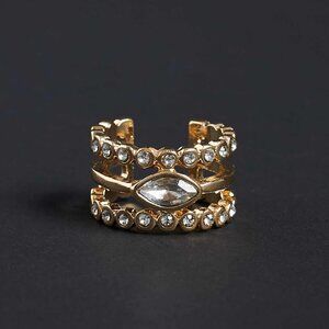 Luv AJ Exclusive Marquise Diamond Disc Statement Ring –  Retail $85 Gold M/L